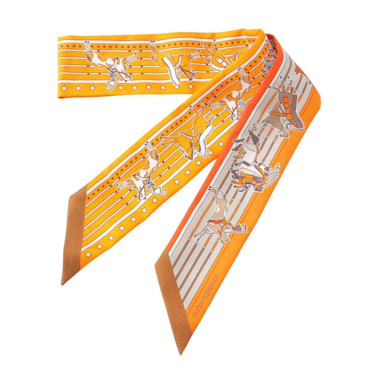 エルメス Hermes ツイリー Pani La Shar Pawnee パウニー族の首長 スカーフ オレンジ