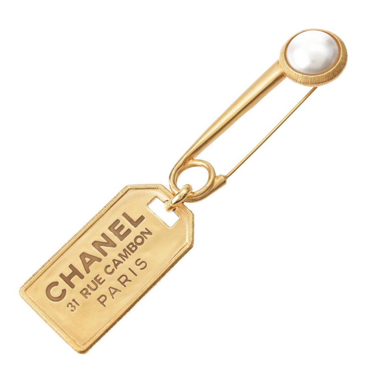 シャネル Chanel F20V カンボンプレート パール ロゴ GP ブローチ ...