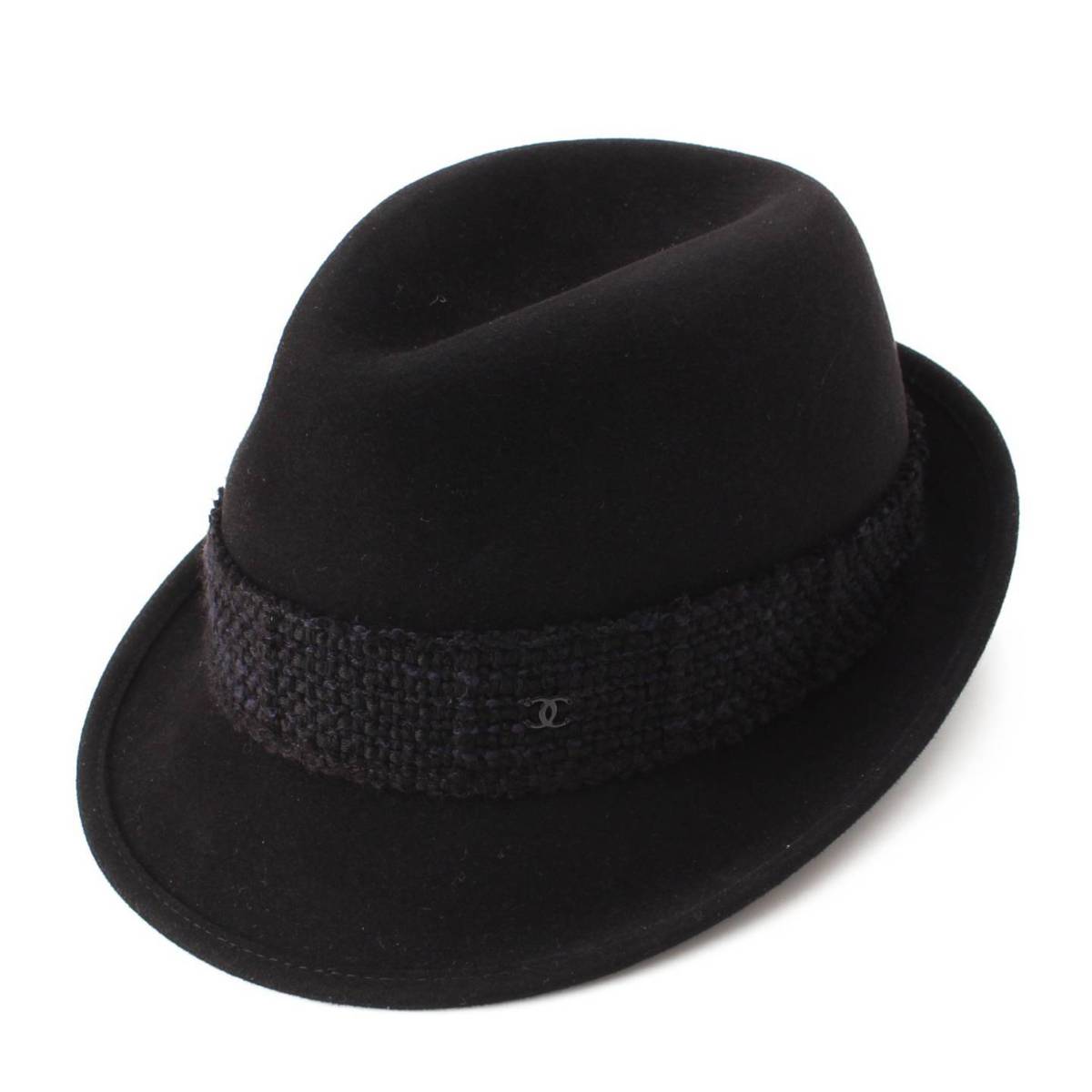 シャネル Chanel ココマーク ツイード ラパン フェルトハット 帽子 ...