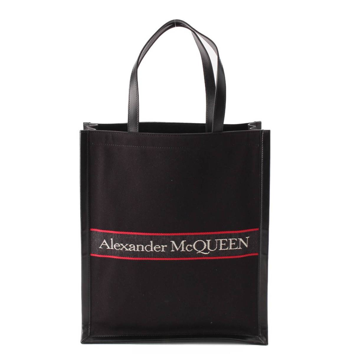 アレキサンダーマックイーン Alexander McQueen メンズ レザー×キャンバス ロゴ トートバッグ ブラック 中古 通販 retro レトロ