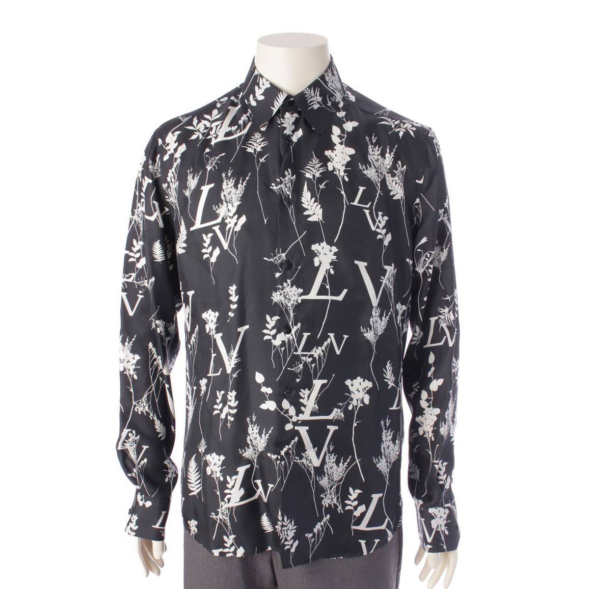 ルイヴィトン Louis Vuitton メンズ シルク LVロゴ フラワー シャツ 