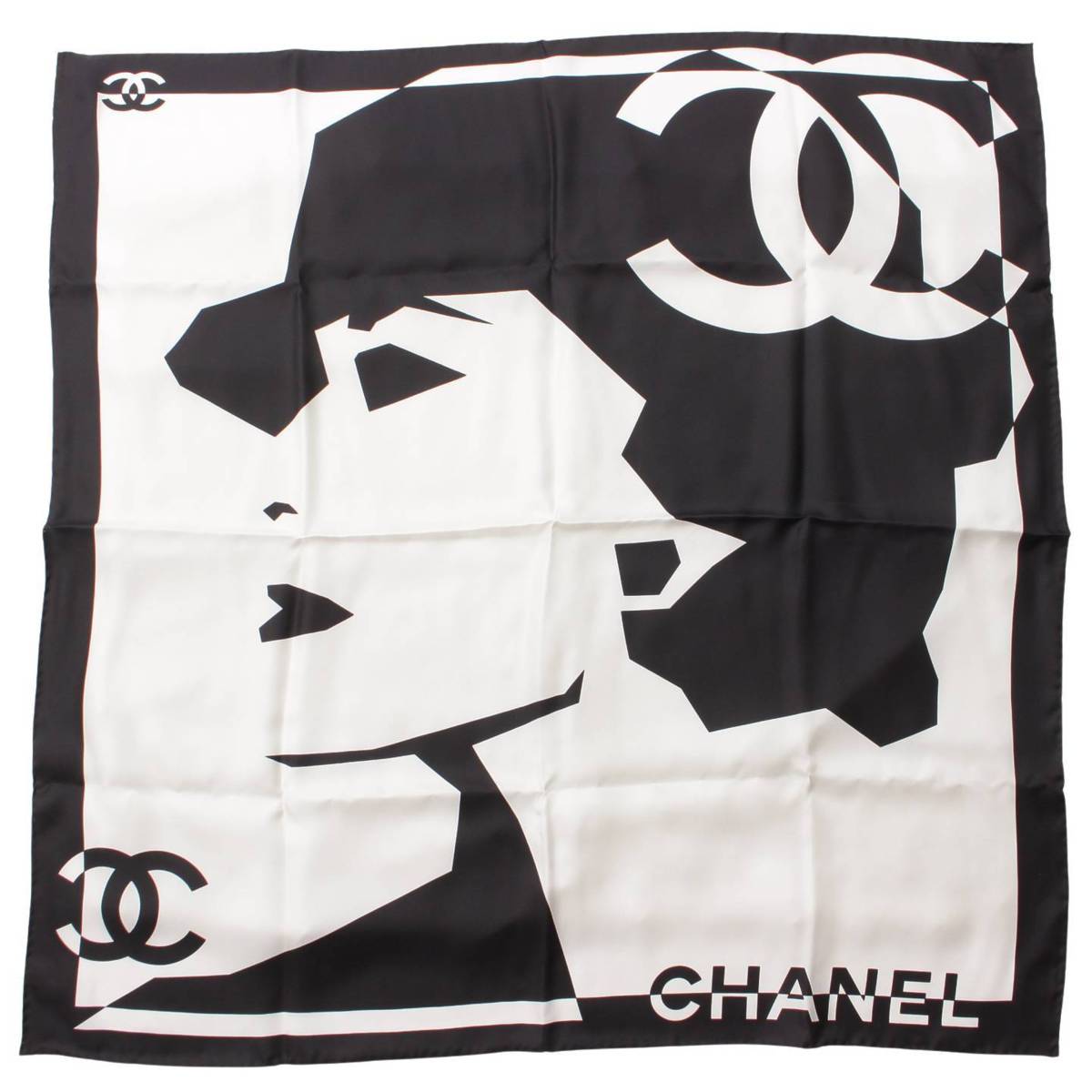 シャネル(Chanel) ココマーク マドモアゼル シルクスカーフ G22 ブラック×ホワイト 中古 通販 retro レトロ