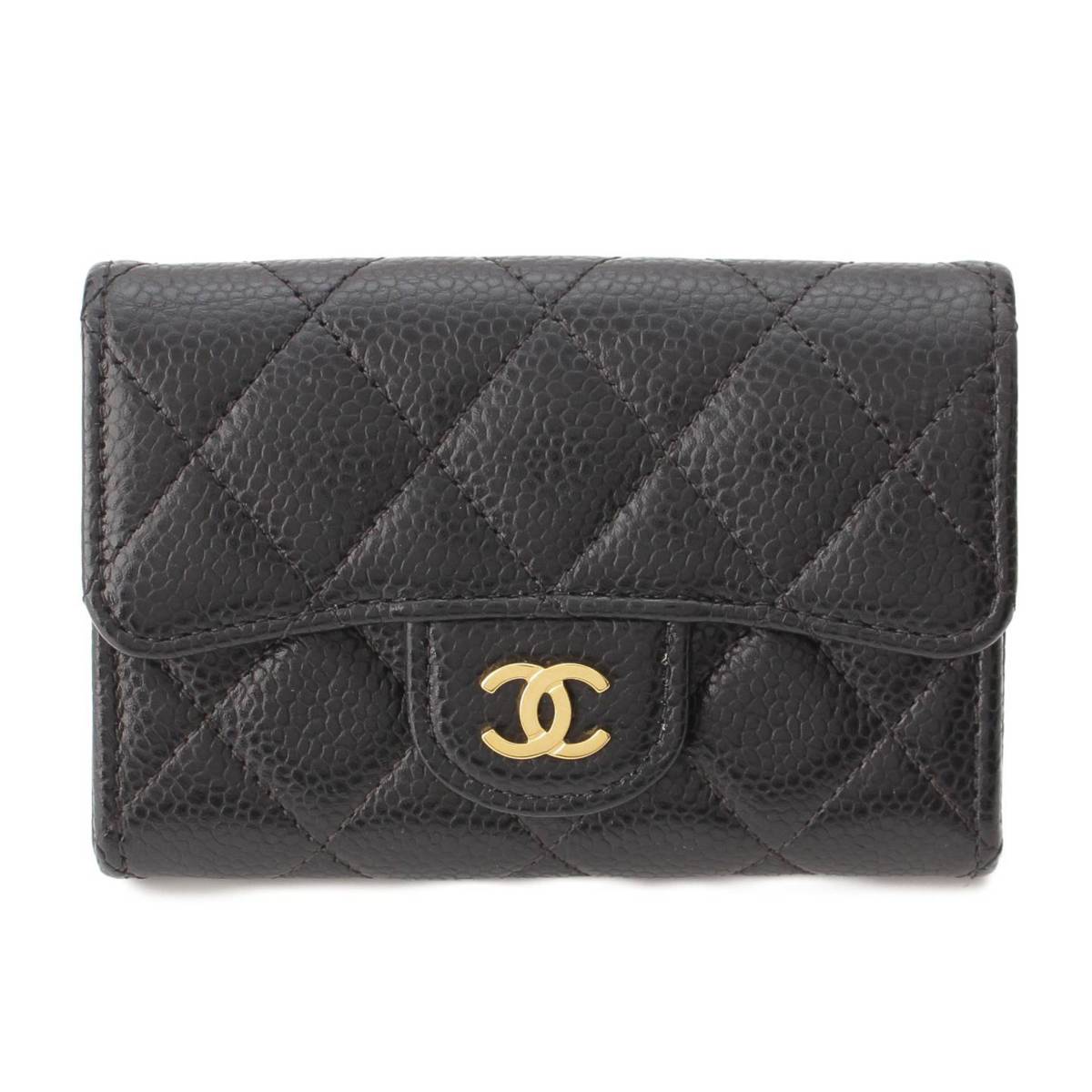 シャネル Chanel マトラッセ キャビアスキン ゴールド金具 カード 