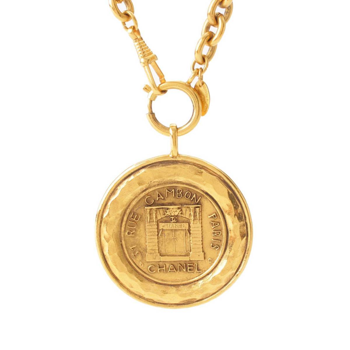 シャネル Chanel ココマーク ロゴ カンボン コイン プレート ネックレス ペンダント ゴールド 中古 通販 retro レトロ