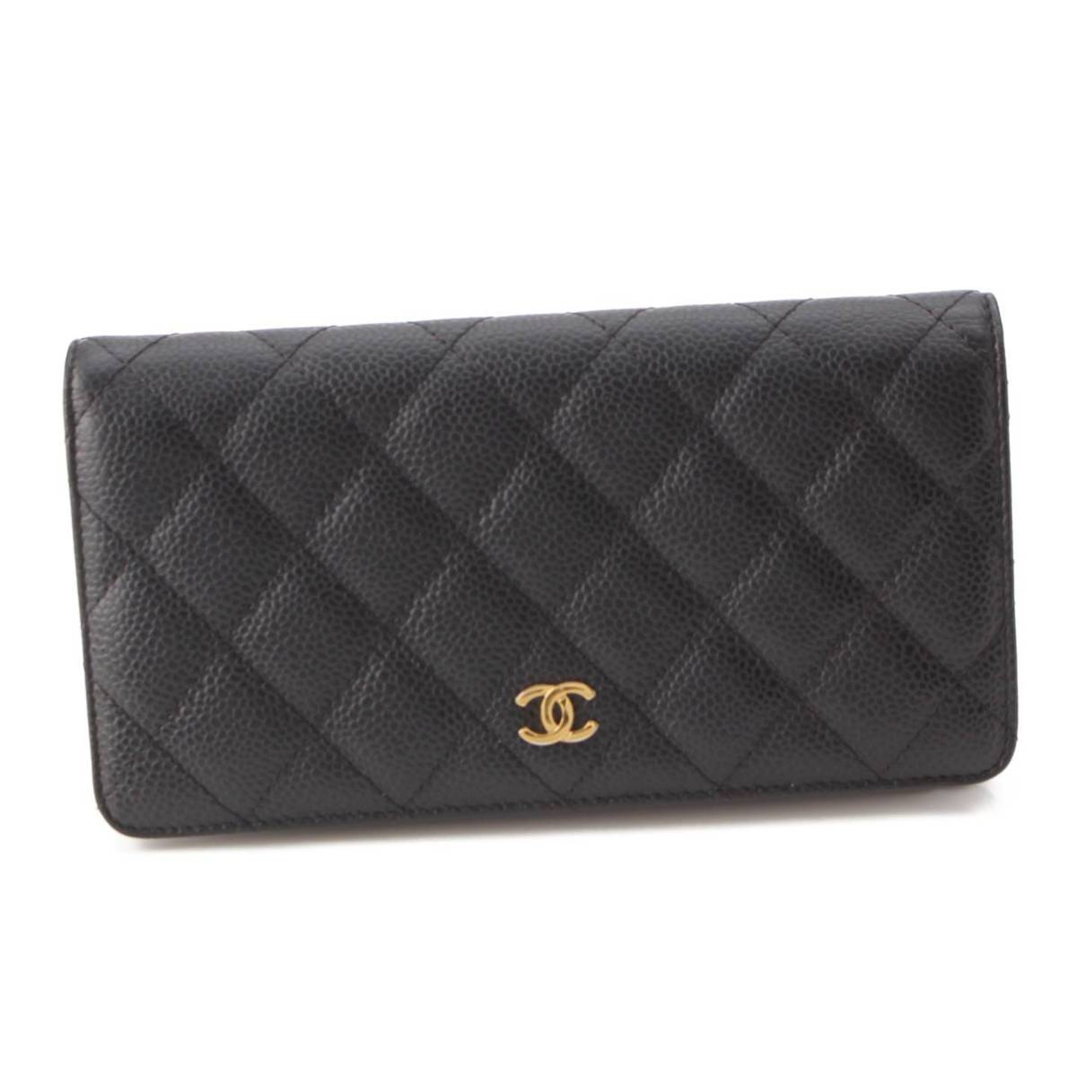 シャネル Chanel 11番 マトラッセ ココマーク ラムスキン 2つ折り財布 ウォレット ブラック 中古 通販 retro レトロ