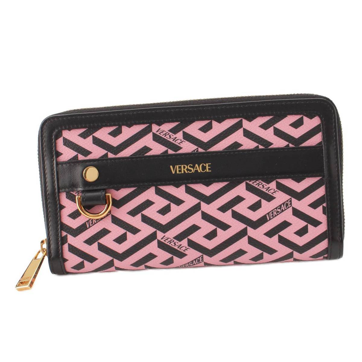 ヴェルサーチ Versace ラ グレカ シグネチャー La Greca Signature 長財布 ウォレット 1002928 ピンク 中古 通販  retro レトロ