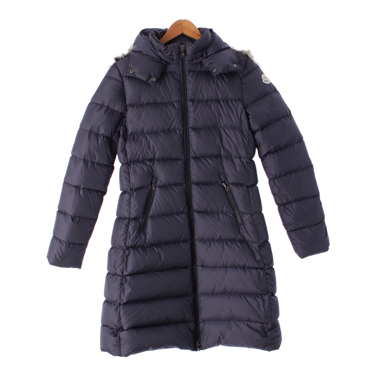 モンクレール MONCLER 18年 ABELLE ナイロン ファー フード ダウンコート ジャケット アウター ネイビー 14 164cm 中古  通販 retro レトロ