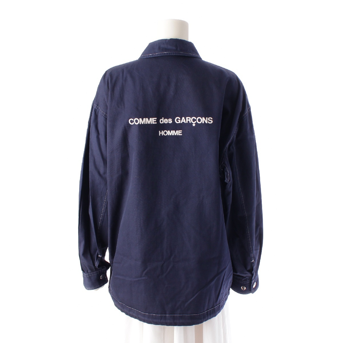 コムデギャルソンオム COMME des GARCONS HOMME 90s コットン ヴィンテージ ステッチ バックロゴ カバーオール コーチ  ジャケット シャツ トップス HJ-110880 ネイビー M 中古 通販 retro レトロ